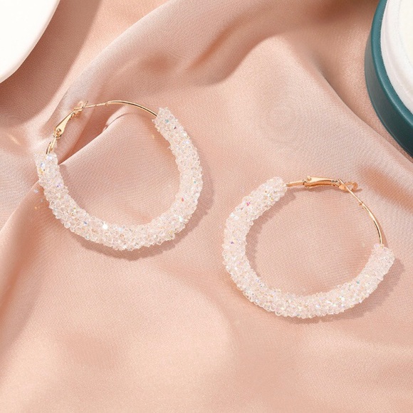 Jewelry - HP White Crystal C-shaped Earrings